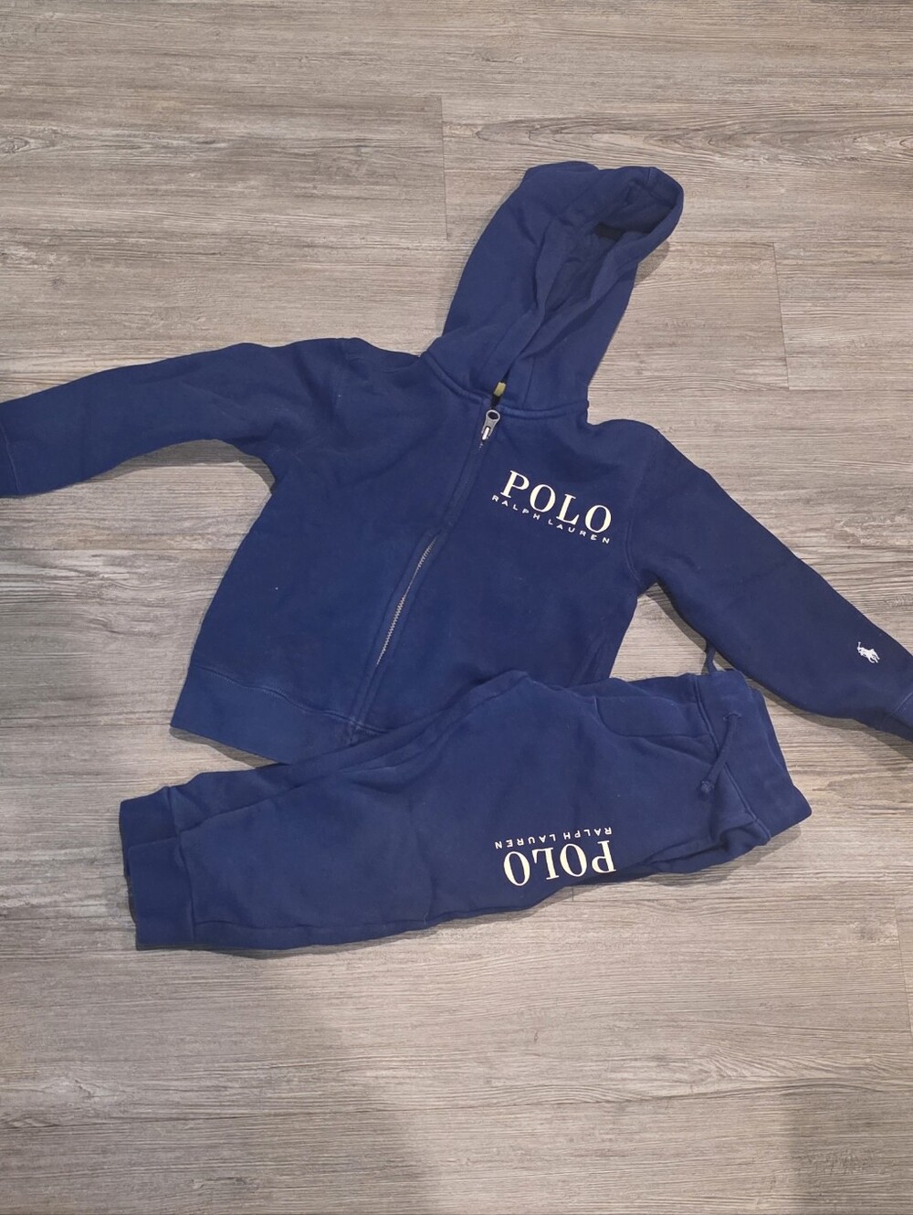 4/4T Polo by Ralph Lauren Blue & White Kids Zip-Front Track Set/suit - Picture 2 of 5